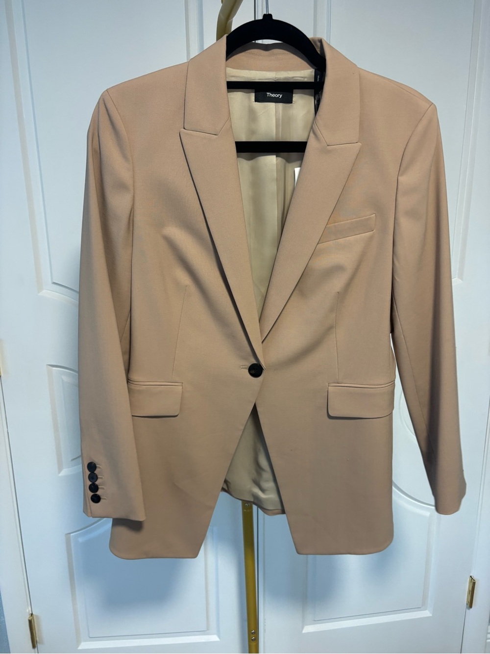 Theory Etiennette B Traceable Wool 2 Blazer Palomino Beige Size 6 NWT